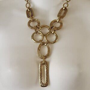 Chico's lovely gold tone bib necklace large costume EUC